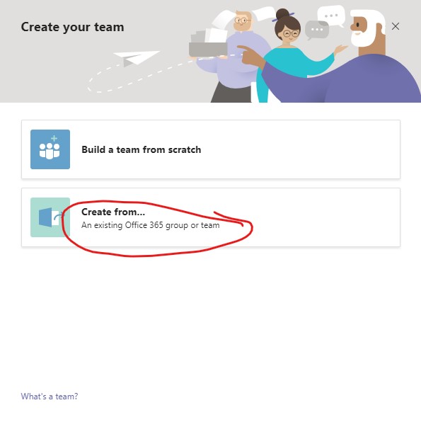 create a team from an existing site